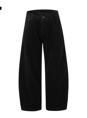 it :5cm/FIVECM黑色灯芯绒宽松休闲裤男款2025秋冬百搭阔腿直筒裤