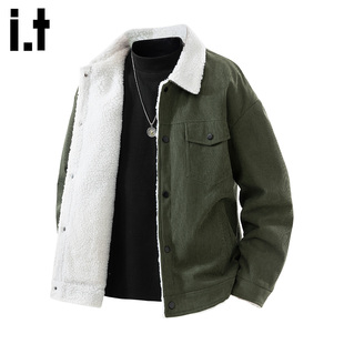 it :5cm/FIVECM灯芯绒羊羔毛加绒加厚棉衣外套男士冬季保暖夹克潮