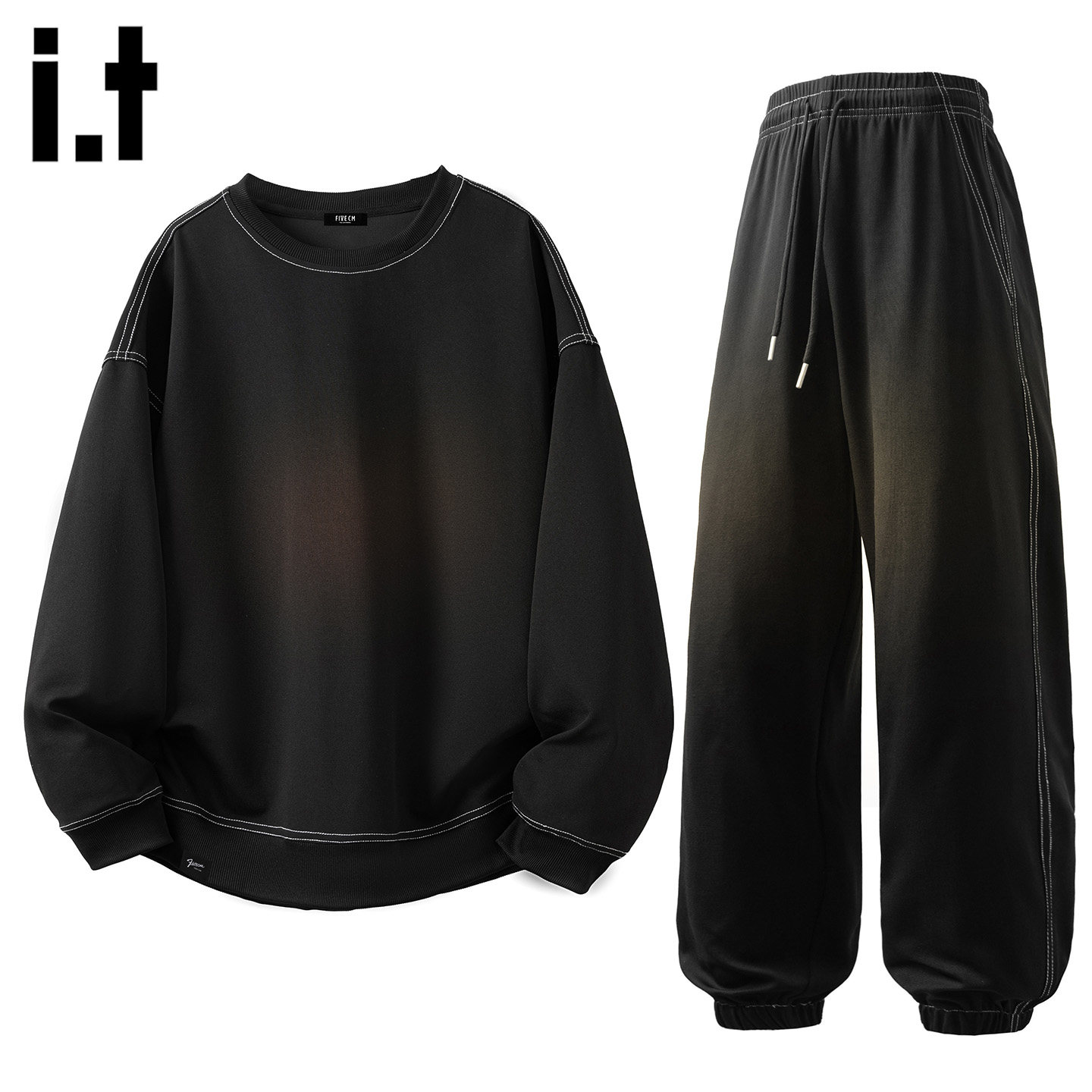 黑色套装一整套男款2025新款