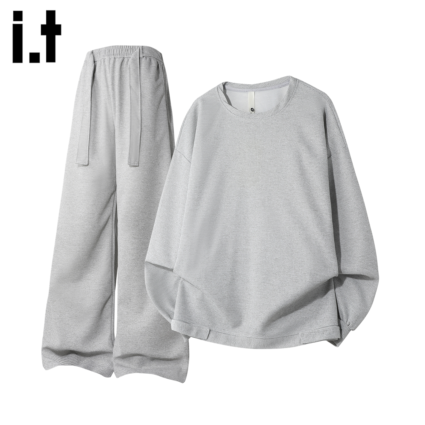 潮牌休闲运动套装男飘带设计感