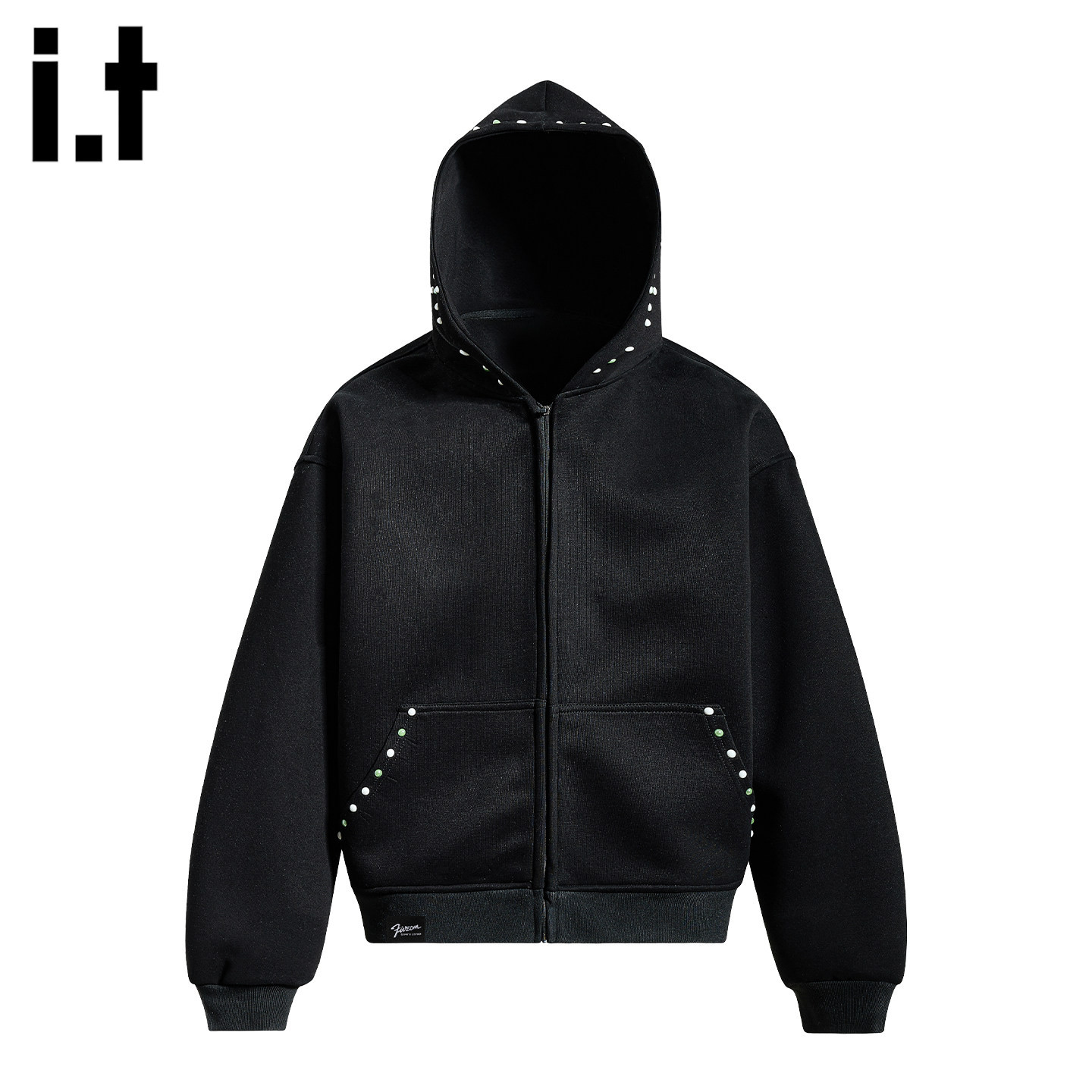 it :5cm/FIVECM黑色连帽拉链卫衣开衫女2026新款春季宽松慵懒外套