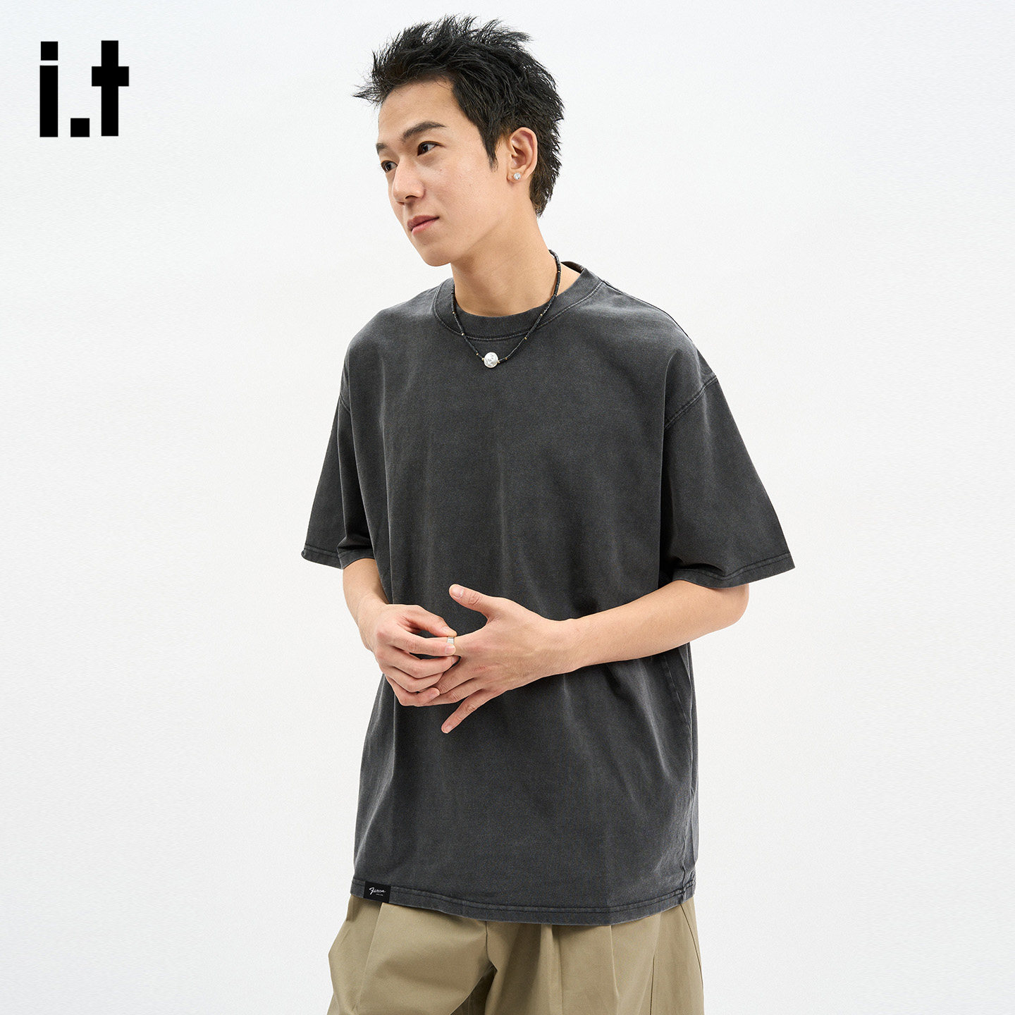 it :5cm/FIVECM重磅水洗做旧纯棉短袖t恤男夏季美式复古宽松半袖,男装,T恤,淘宝优惠券,粉丝福利购,淘宝优惠卷