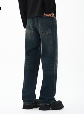 it :5cm/FIVECM复古蓝色直筒牛仔裤男士2025新款秋季宽松时尚长裤