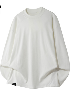 it :5cm/FIVECM白色简约德绒长袖圆领卫衣男士2025秋冬季打底上衣