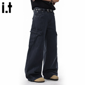 宽松阔腿裤 男 裤 复古做旧休闲长裤 5cm FIVECM中性风大口袋工装