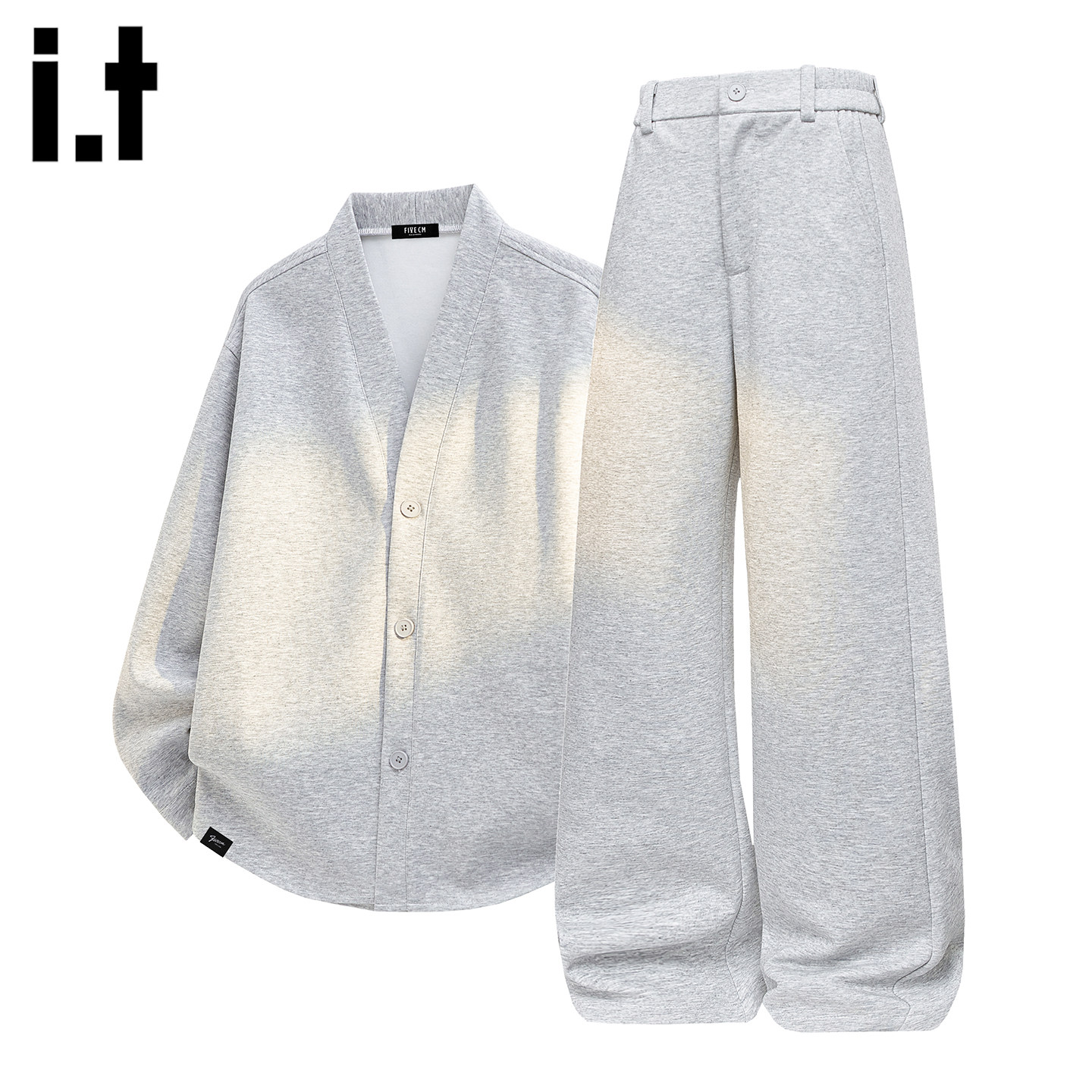 it FIVECM美式V领开衫卫衣男春季新款重磅外套休闲裤两件套