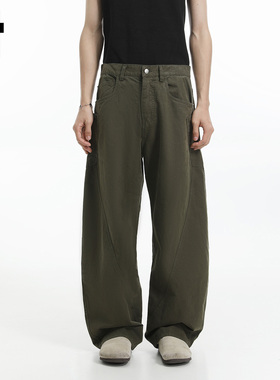 it :5cm/FIVECM美式军绿色宽松弯刀裤阔腿裤男女款2025夏薄款长裤