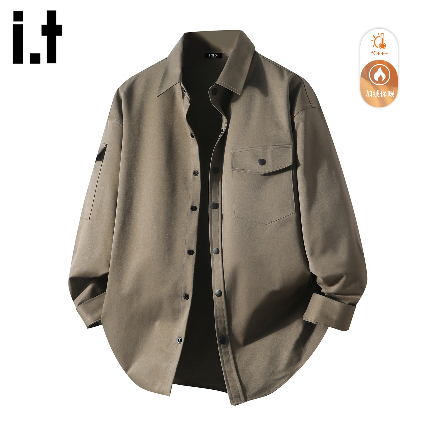 IT'S5cm/5cm翻领加绒加厚衬衫