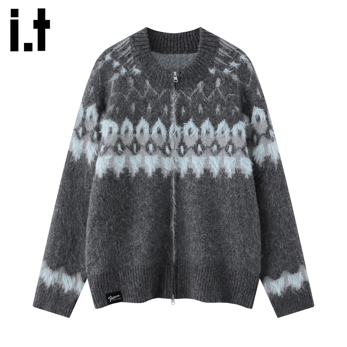 it :5cm/FIVECM仿马海毛费尔岛开衫毛衣男女款春季内搭针织衫外套