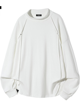 it :5cm/FIVECM白色解构圆领打底衫t恤男士2025秋冬内搭宽松卫衣