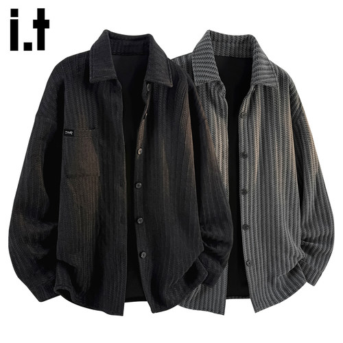 IT'S5cm黑色雪尼尔衬衫