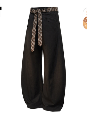 it :5cm/FIVECM黑色解构休闲裤男款2025秋冬加绒加厚宽松弯刀裤子