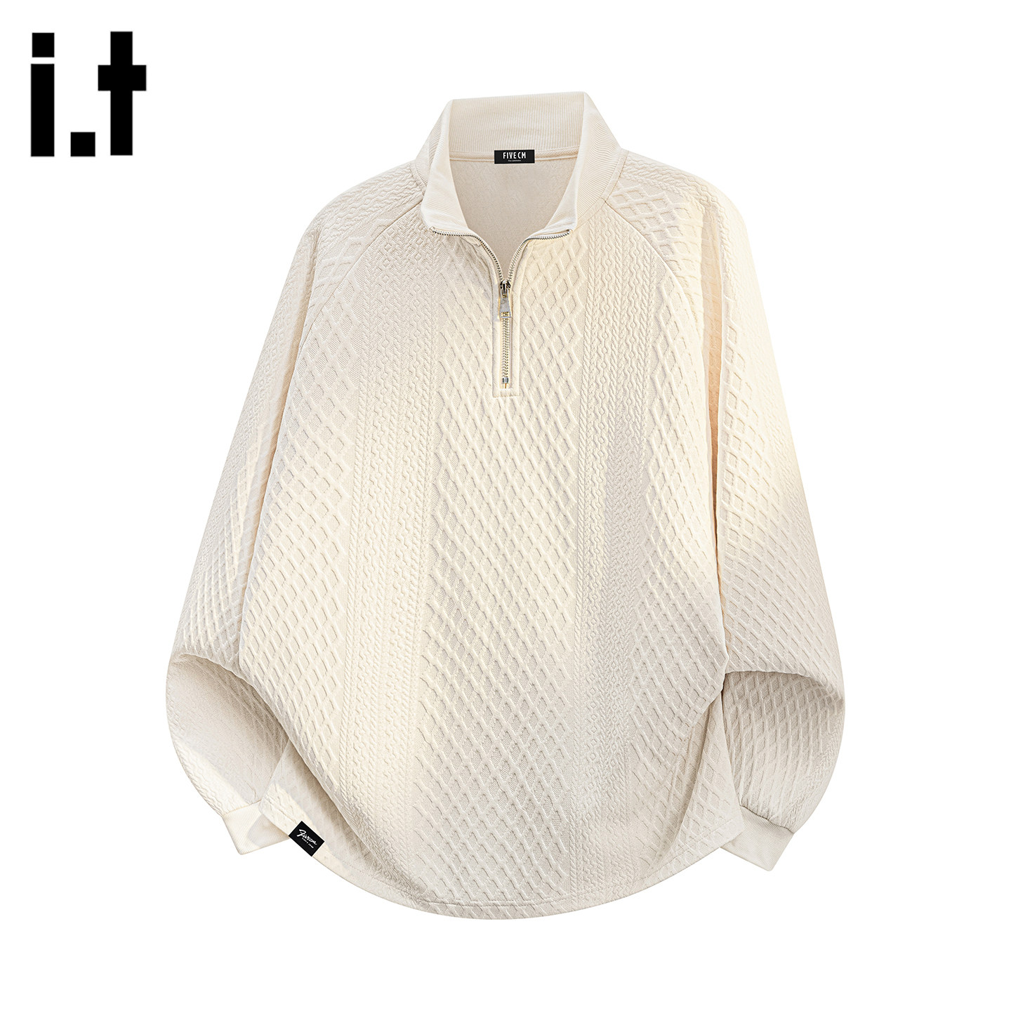 it :5cm/FIVECM春季长袖POLO衫男半拉链立领卫衣潮牌宽松纯色上衣