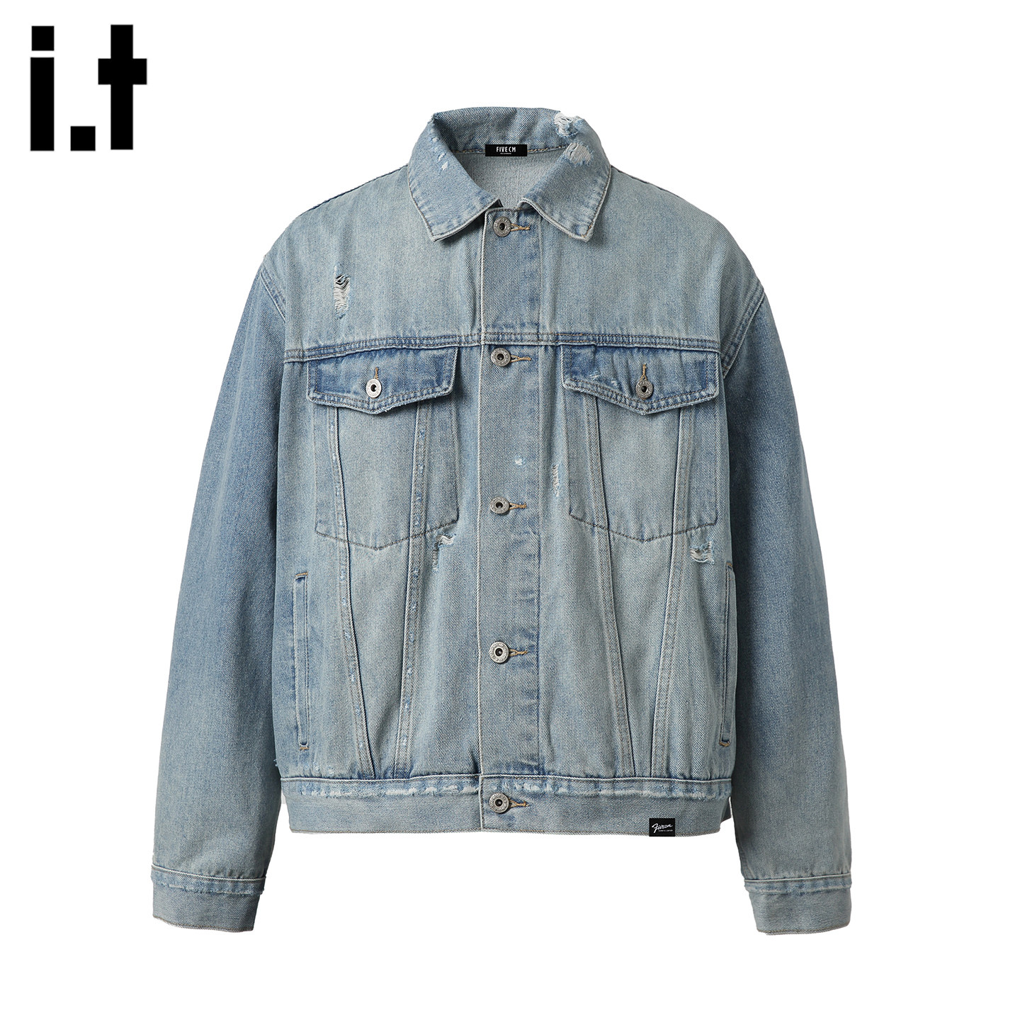 it :5cm/FIVECM潮牌美式破洞水洗做旧牛仔外套男春季宽松小众夹克,男装,夹克,淘宝优惠券,粉丝福利购,淘宝优惠卷