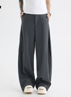 it :5cm/FIVECM灰色西裤休闲阔腿西装裤男女2025夏秋季轻职场长裤