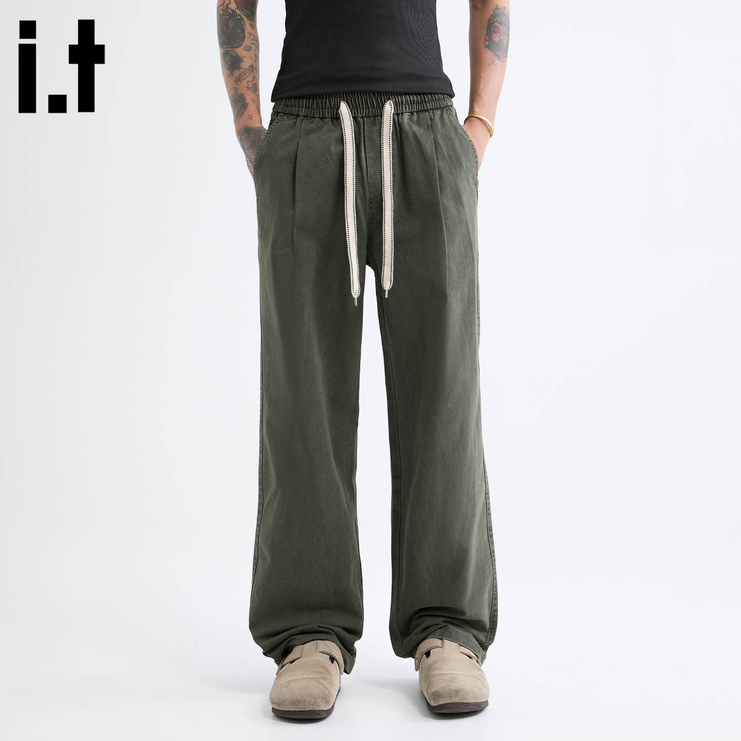 IT5cm/五cm男士简约军绿色休闲