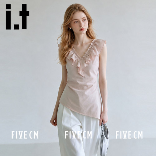 itFIVECM法式花边无袖上衣女