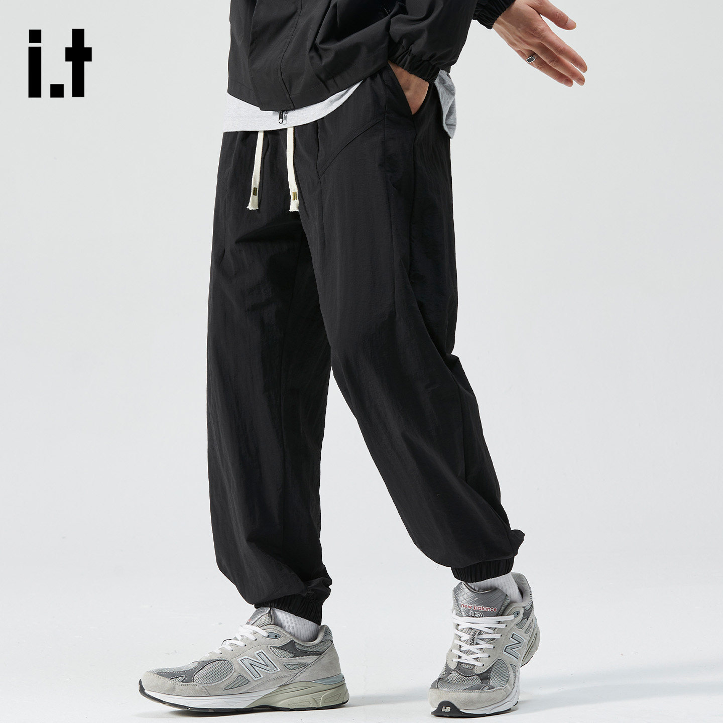 it :5cm/FIVECM潮牌黑色工装裤男款2026春夏季新款束脚休闲裤宽松