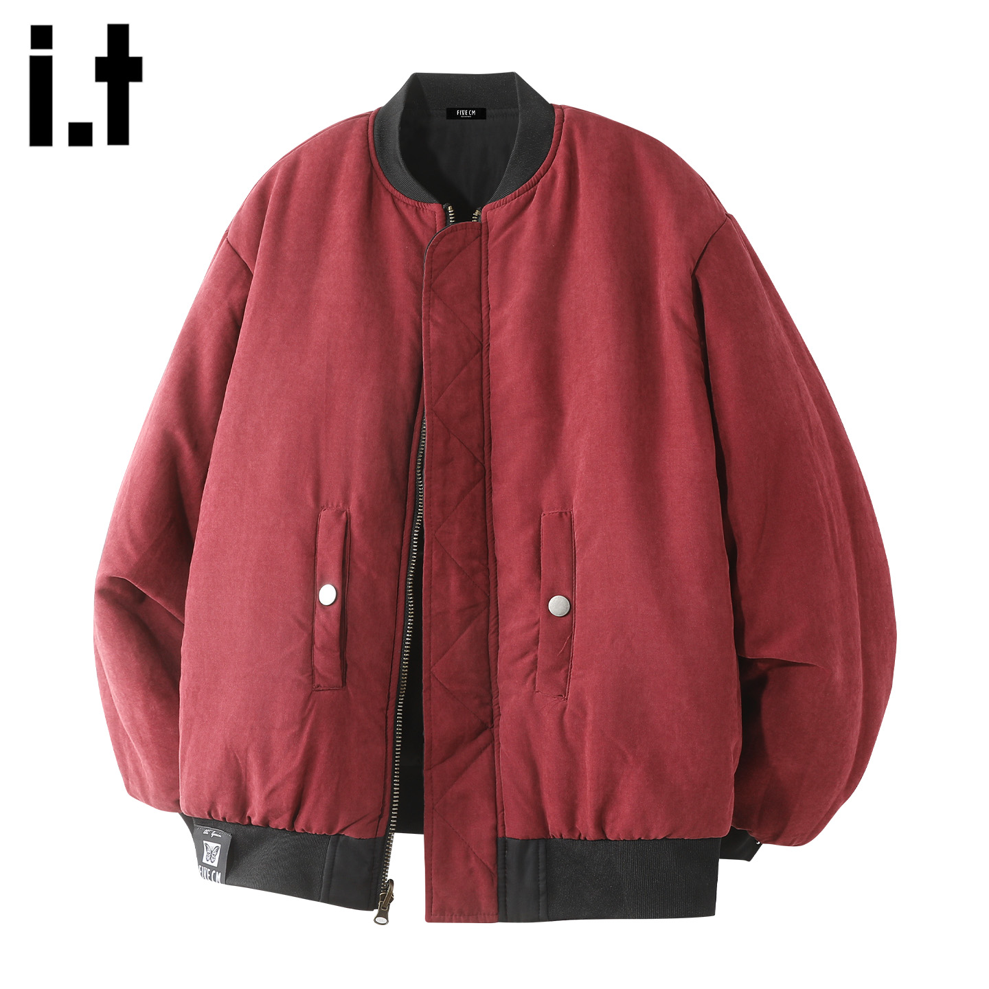 it者复古撞色棉服男女冬季宽松