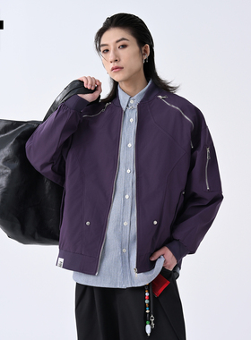 it :5cm/FIVECM紫色拉链装饰棒球服夹克外套男款2025秋季外衣上衣