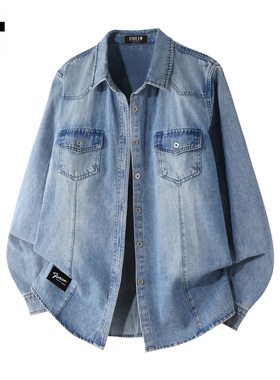 it :5cm/FIVECM时尚翻领牛仔衬衫女2025秋冬款宽松高级感上衣外套