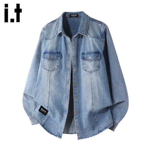 时尚翻领牛仔衬衫女2025春秋