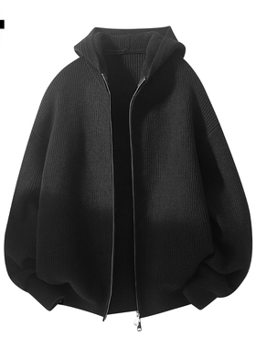 it :5cm/FIVECM黑色连帽拉链开衫外套针织毛衣男士2025秋冬款上衣