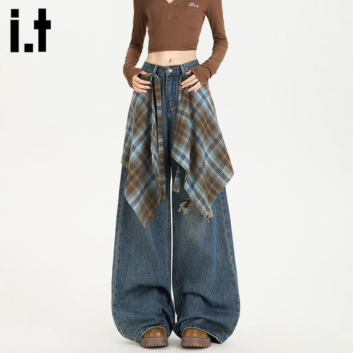 itFIVECM高腰慵懒宽松拖地长裤