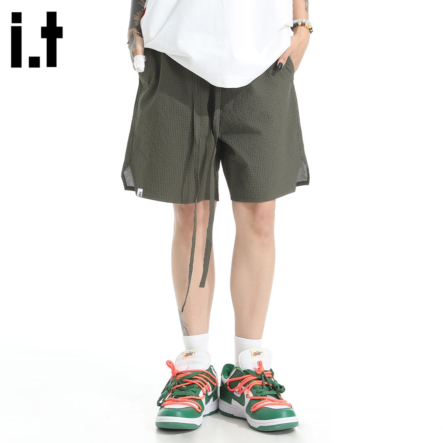 it :5cm/FIVECM美式肌理感薄款休闲裤短裤男女款2025夏季宽松裤子