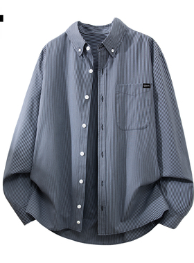it :5cm/FIVECM青年帅气条纹衬衫男士2025新款春秋季宽松翻领上衣