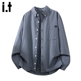 5cm 春秋季 FIVECM青年帅气条纹衬衫 2025新款 宽松翻领上衣 男士