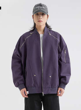 it :5cm/FIVECM紫色立领棒球服夹克外套男士2025秋季宽松拉链上衣