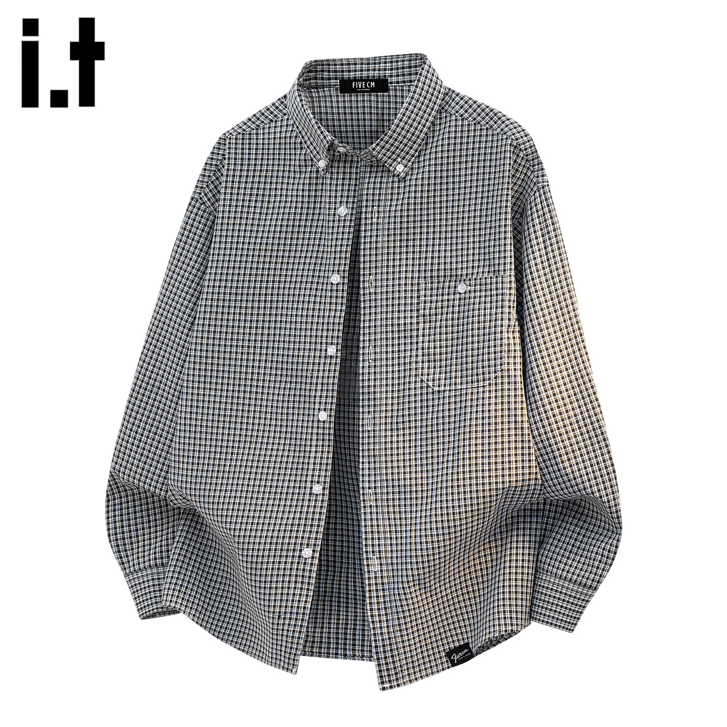 it :5cm/FIVECM2026春季新款格子长袖衬衫男女慵懒风休闲宽松衬衣