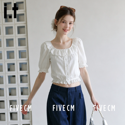 itFIVECM蕾丝荷叶边短袖女