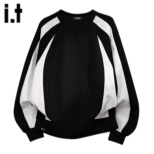 it :5cm/FIVECM美式重磅拼接卫衣男女款春季长袖t恤新款正肩打底
