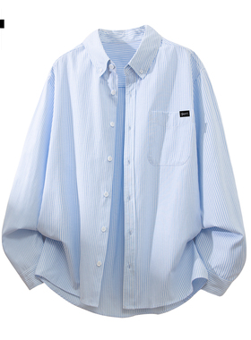 it :5cm/FIVECM蓝色条纹衬衫男士2025新款春秋季宽松翻领上衣衬衣