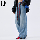 5cm FIVECM高街cleanfit宽松阔腿牛仔裤 女2026新款 秋慵懒长裤