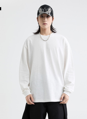 it :5cm/FIVECM白色薄款基础款长袖圆领卫衣男士2025秋季宽松上衣