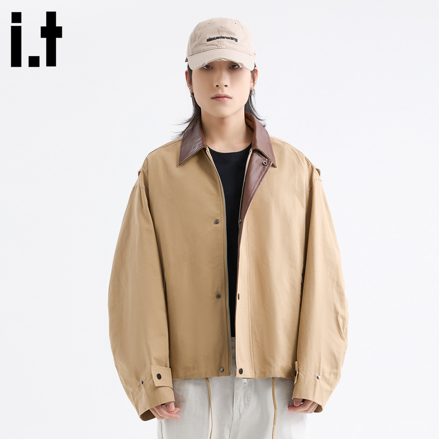 春秋新款翻领夹克外套男