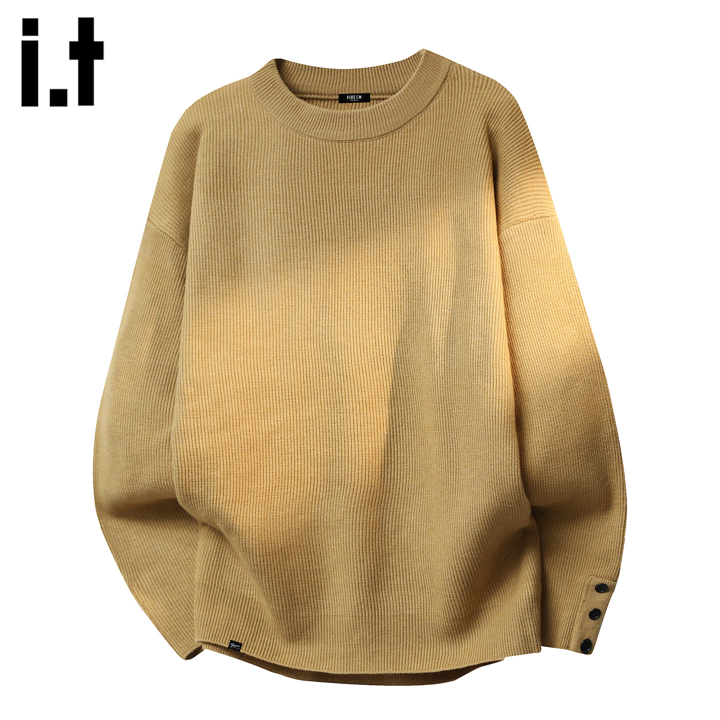 FIVECM男秋冬保暖宽松针织毛衣