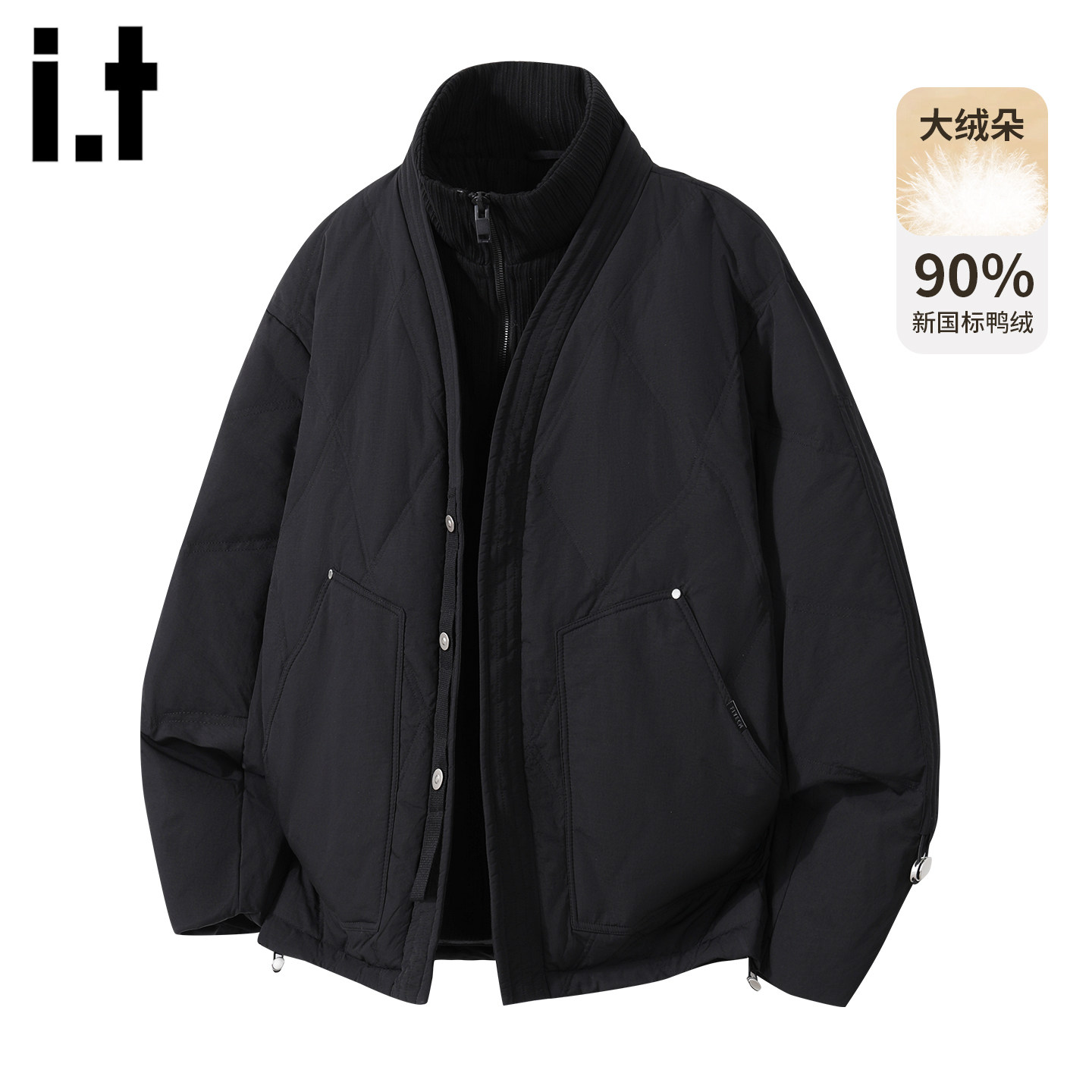 it5cm时尚设计针织领羽绒服外套