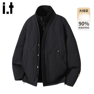 设计感羽绒服男2025秋冬季 FIVECM时尚 针织领鸭绒外套保暖 5cm