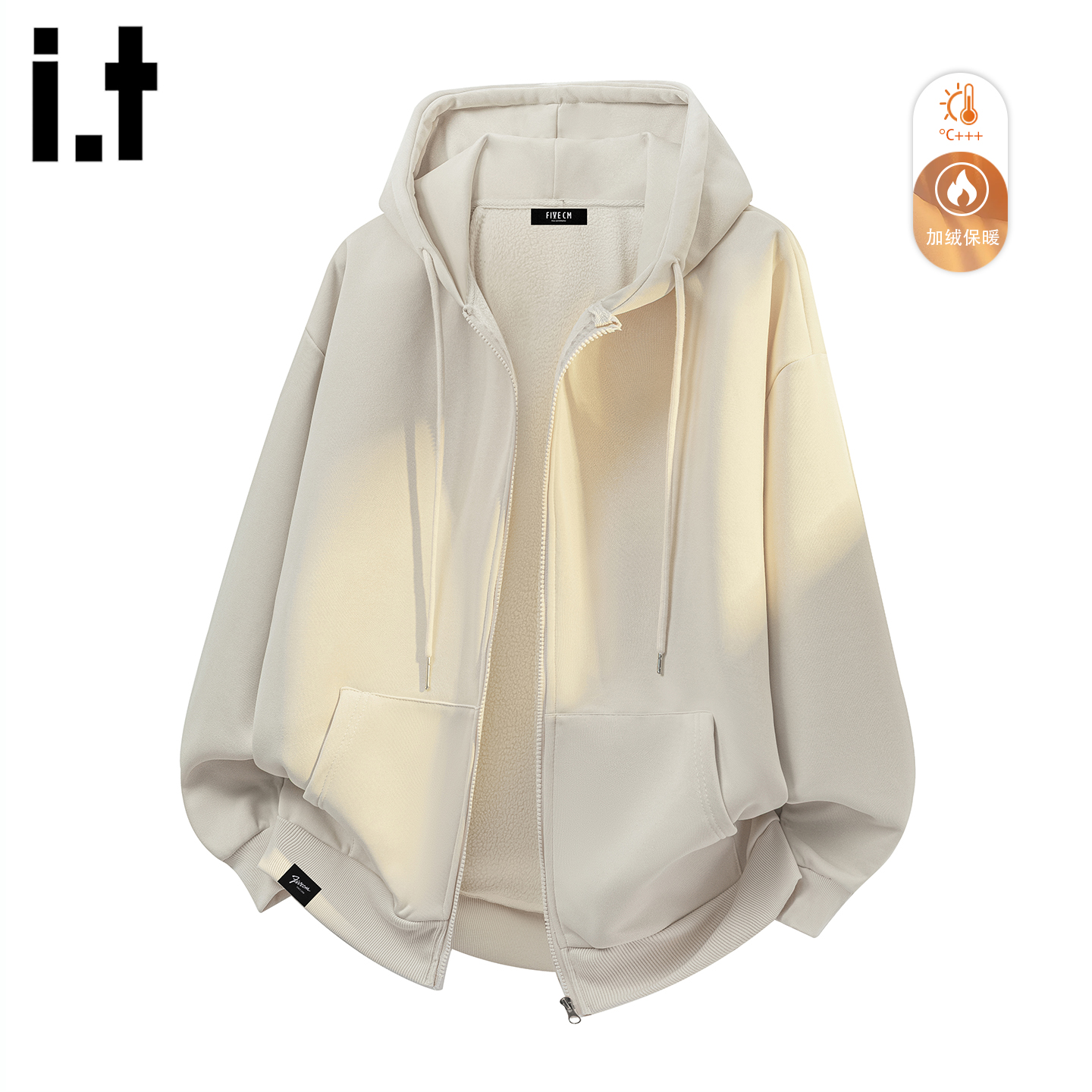 it5cm连帽开衫卫衣男加绒外套