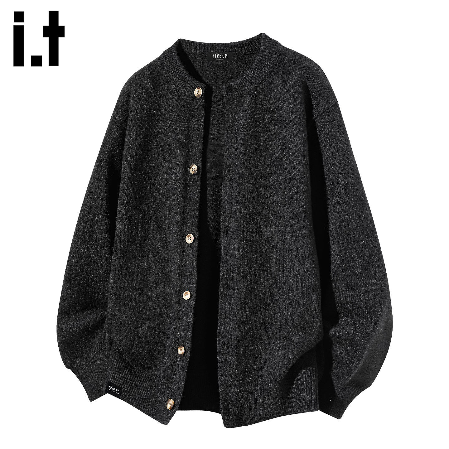 it :5cm/FIVECM黑色单排扣圆领针织开衫毛衣男士2025秋冬宽松外套,男装,针织衫/毛衣,淘宝优惠券,粉丝福利购,淘宝优惠卷