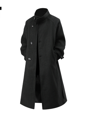 it :5cm/FIVECM黑色立领长款毛呢大衣男女款2025冬季宽松呢子外套