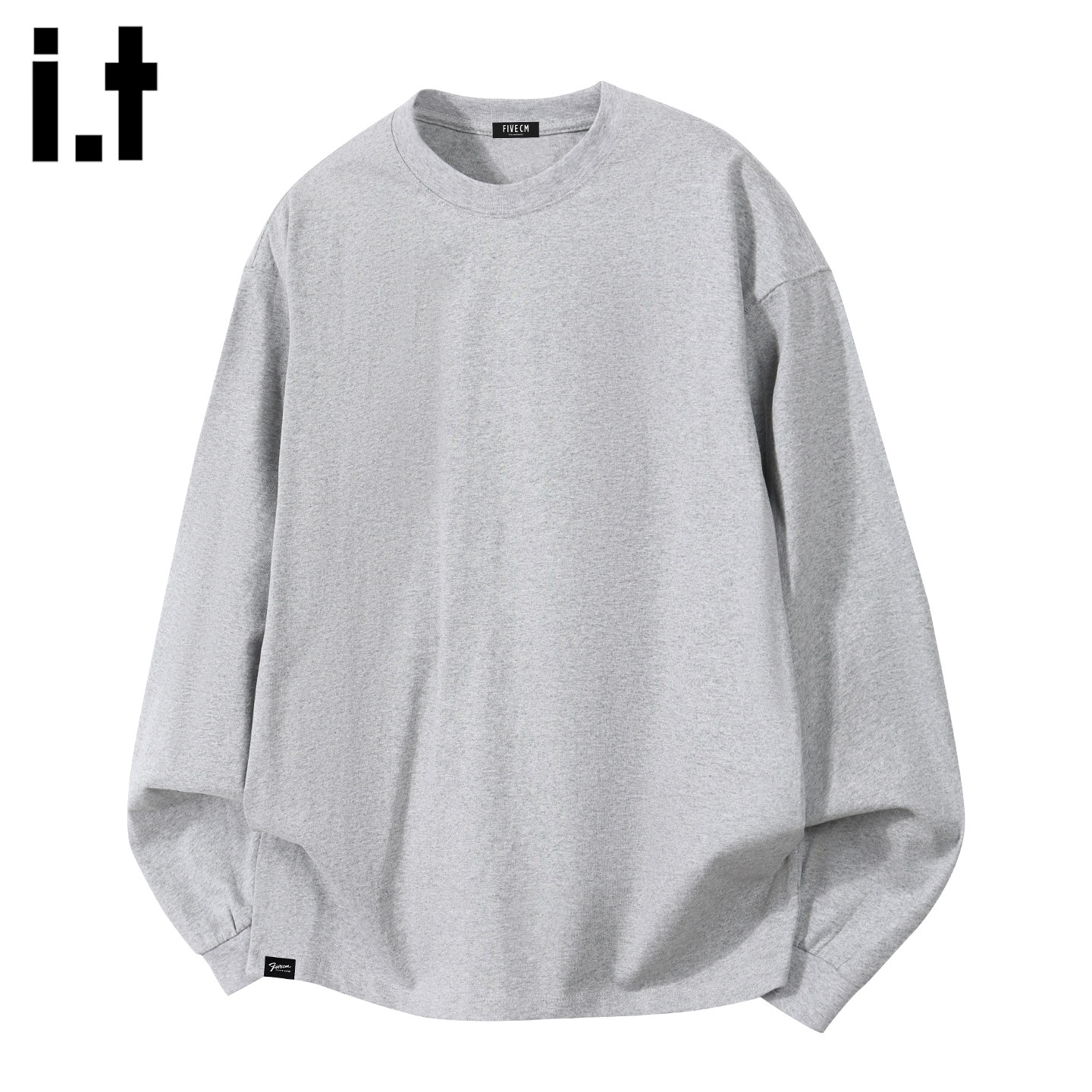 it5cm潮牌纯色休闲圆领长袖T恤