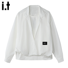 it :5cm/FIVECM白色设计感v领衬衫男士2025春秋宽松百搭休闲上衣