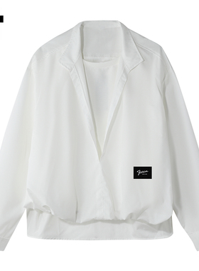 it :5cm/FIVECM白色设计感v领衬衫男士2025春秋宽松百搭休闲上衣