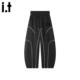 长裤 潮牌高街设计感宽松弯刀裤 2025春秋阔腿裤 5cm FIVECM美式