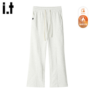 加绒保暖男女拼接潮流运动休闲裤 微喇弯刀卫裤 FIVECM美式 5cm